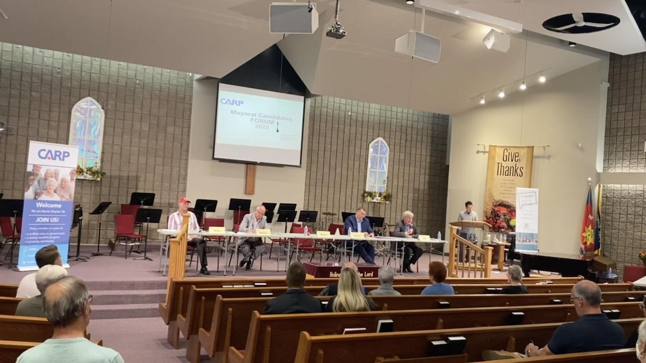 Barrie mayoral candidates face each other for the first time in a debate on issues ranging from housing to drug crisis