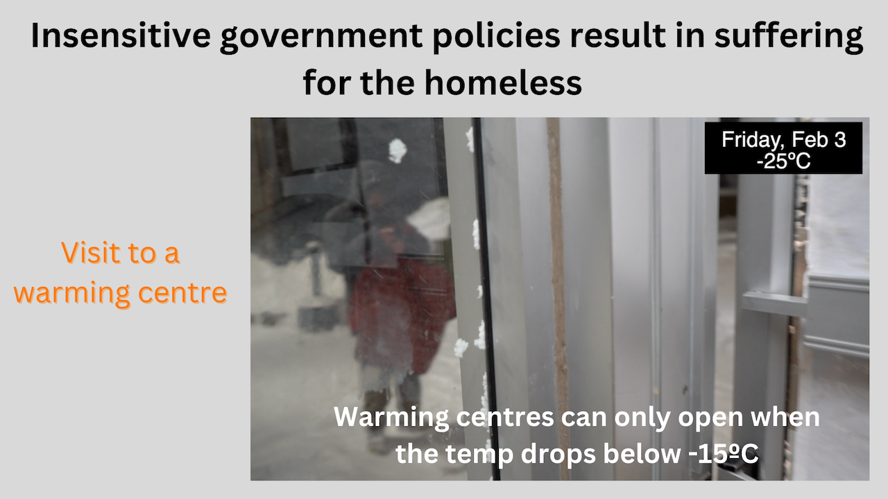 Read more about the article Visit to Warming Centre – Insensitive government policies result in suffering for homeless